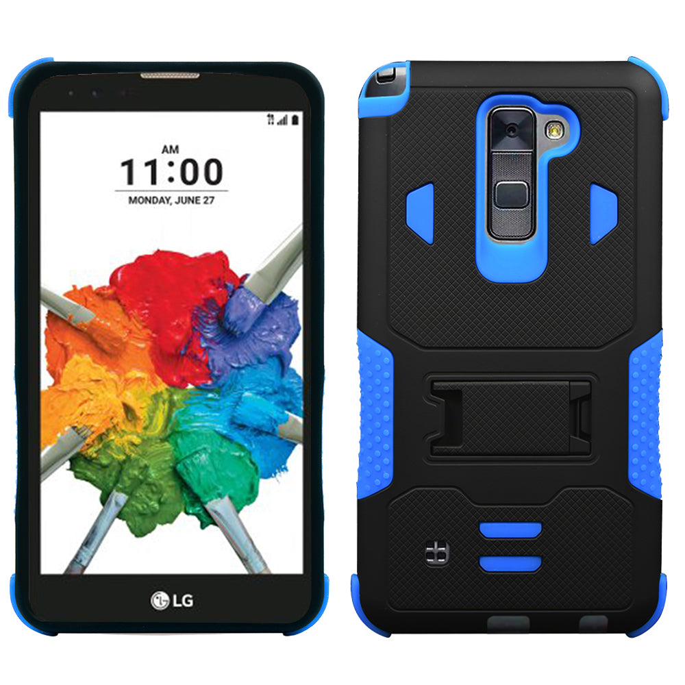 LG G Stylo 2 Plus Case Dual Layer Silicone with Kickstand MS550 Shockproof Black Image 2