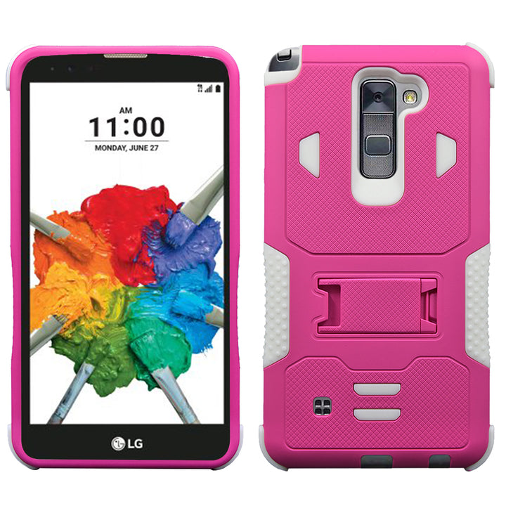 LG G Stylo 2 Plus / MS550 Impact Silicone Case Dual Layer with Stand Image 3