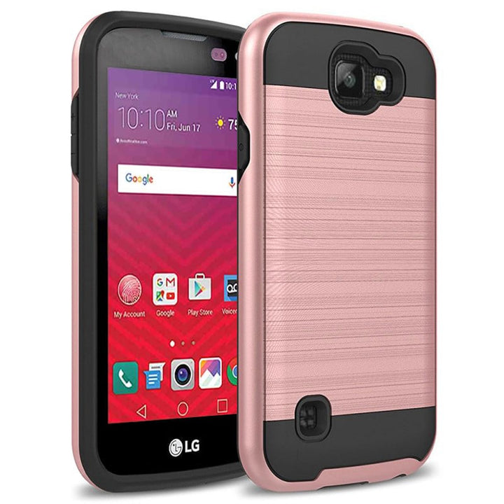 LG K3 2017 LS450 Shockproof Hybrid Case Cover Metal Brushed Durable Protection Image 1