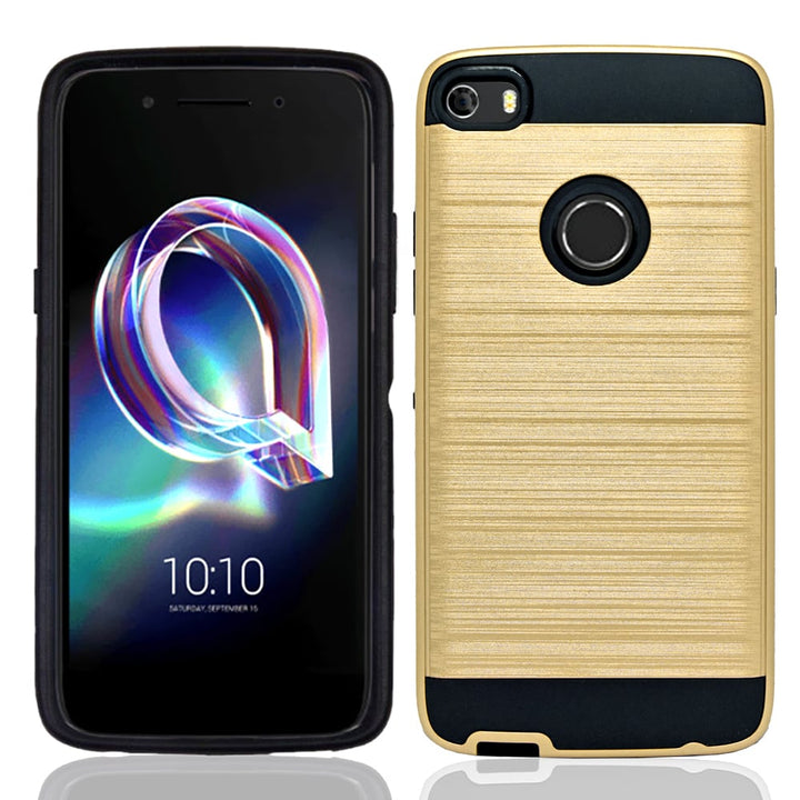 Alcatel OneTouch iDOL 5 / 6060 Hybrid Metal Brushed Shockproof Tough Case Cover Image 1