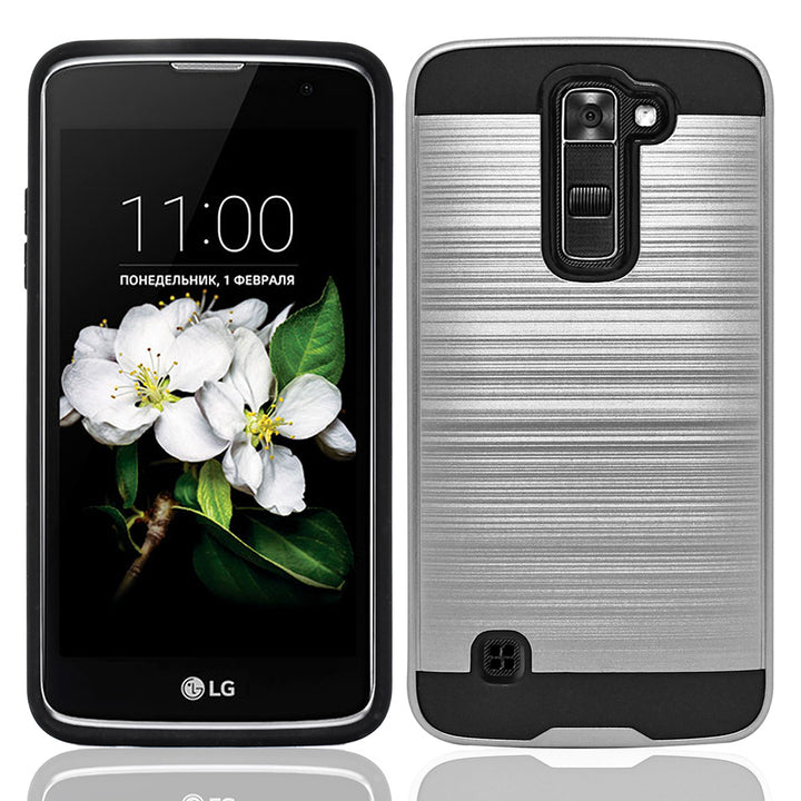 LG K7 / Tribute 5 Hybrid Metal Brushed Shockproof Tough Case Cover Image 4