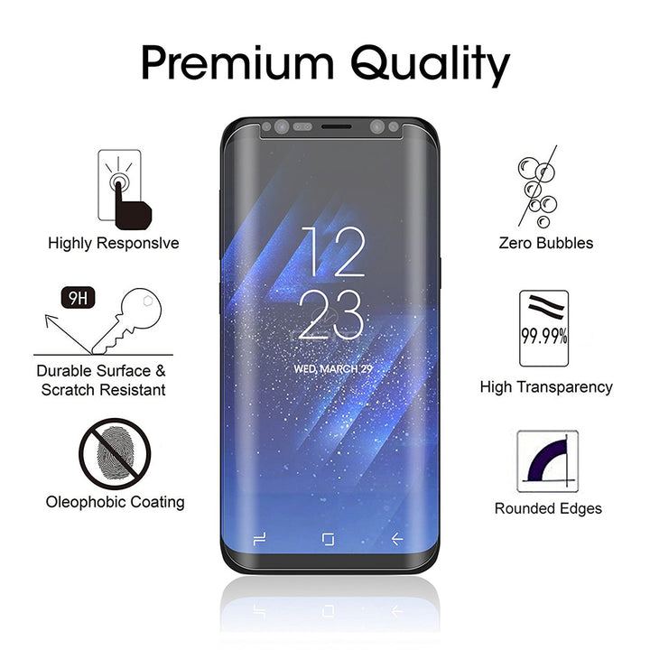 Samsung Galaxy S8 Tempered Glass Screen Protector 3D Curved Case Friendly Image 1