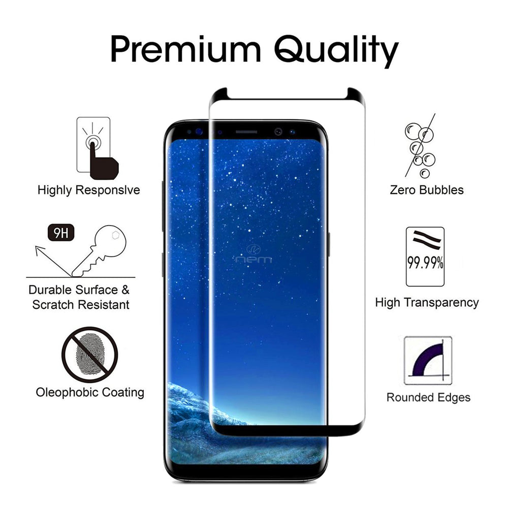 Samsung Galaxy S8 Tempered Glass Screen Protector 3D Curved Case Friendly Image 2