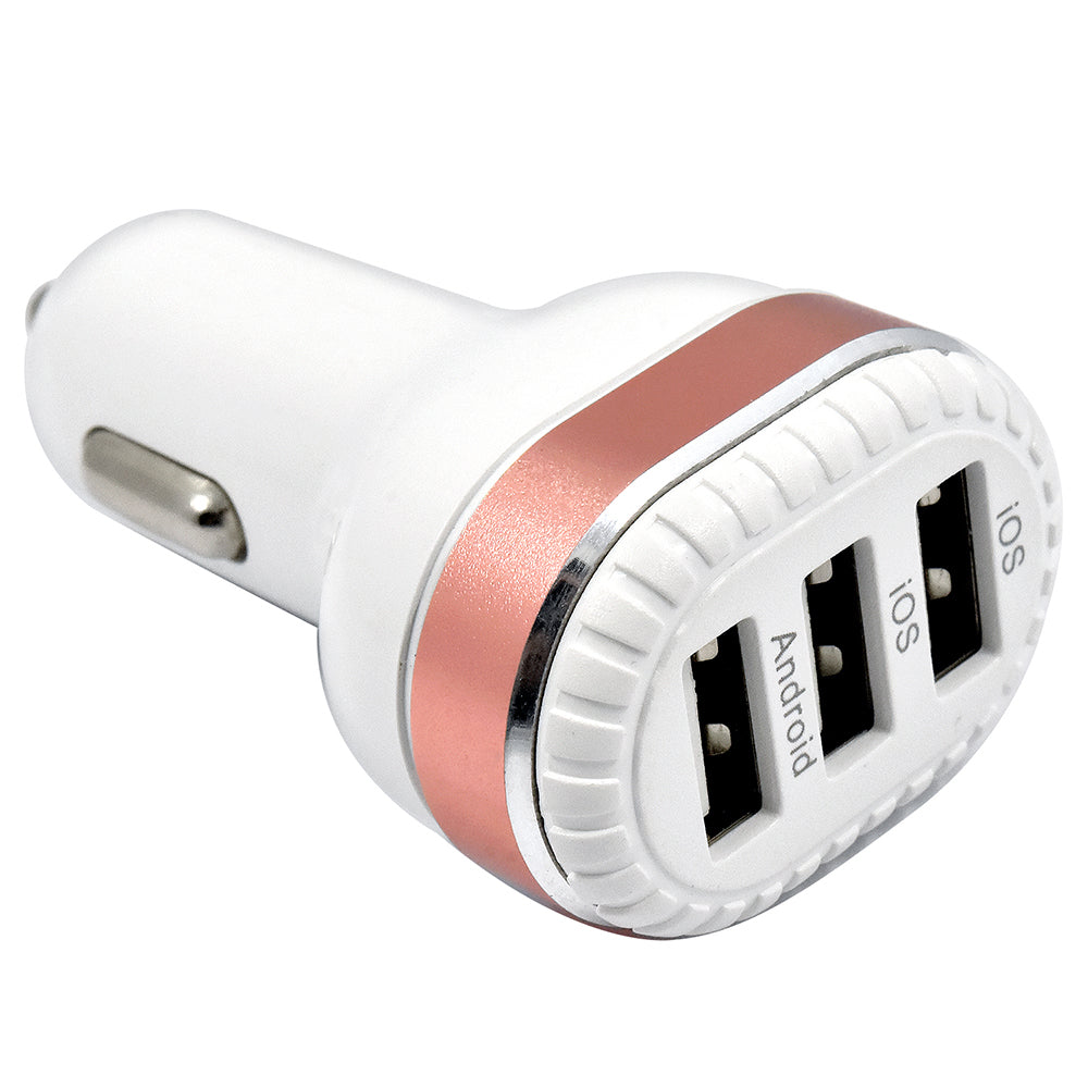 Universal Car Charger Adapter 3 USB Ports 4.8A Supply Charger Power - White Image 4