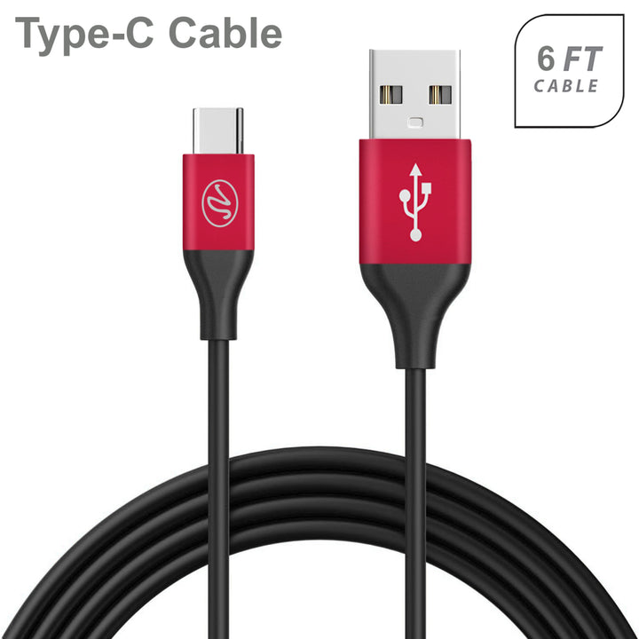 Universal Fast Charge 6Ft 2.4Amp Type-C USB Two Tone Cable Image 1