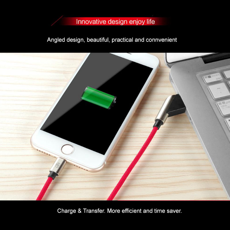 Universal Fast Charge 6Ft 2.4Amp Angled Fabric Type-C USB Cable Image 6