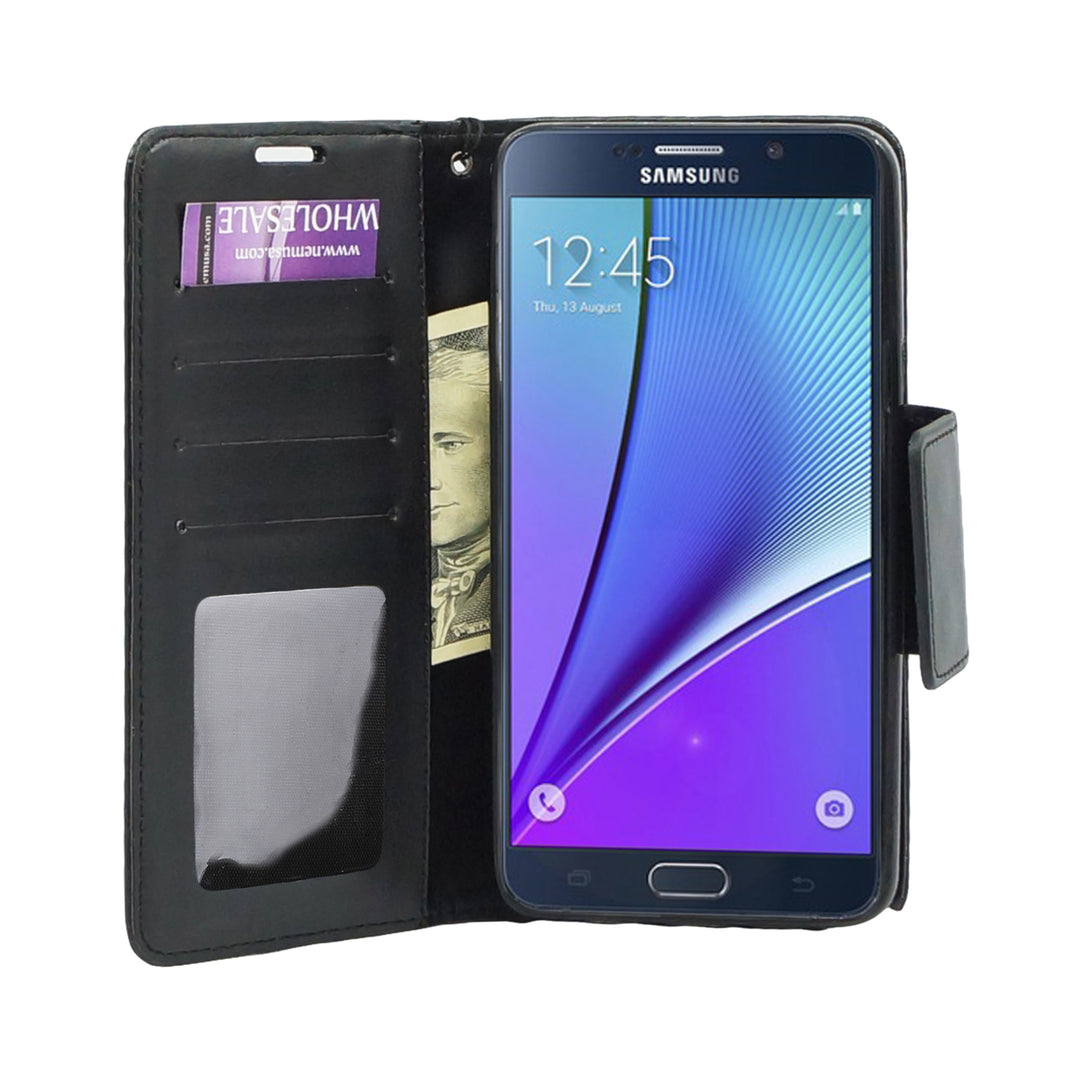 Samsung Galaxy Note 5 Folio Leather Wallet Pouch Case Cover Image 6