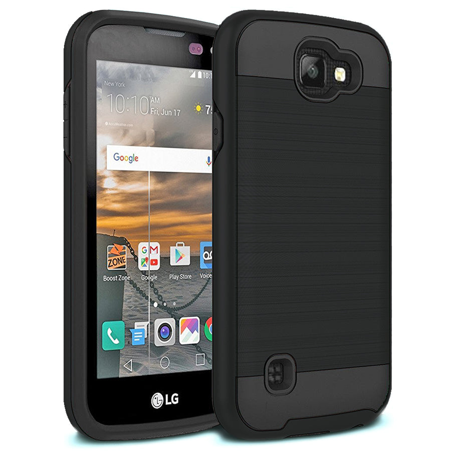 LG K3 / LS450 Hybrid Metal Brushed Shockproof Tough Case Cover Image 1