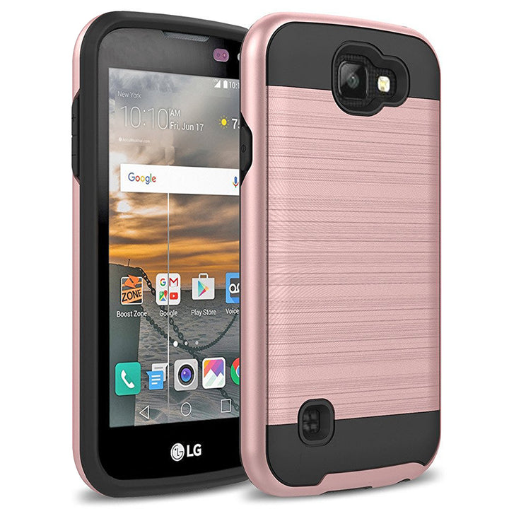 LG K3 / LS450 Hybrid Metal Brushed Shockproof Tough Case Cover Image 4