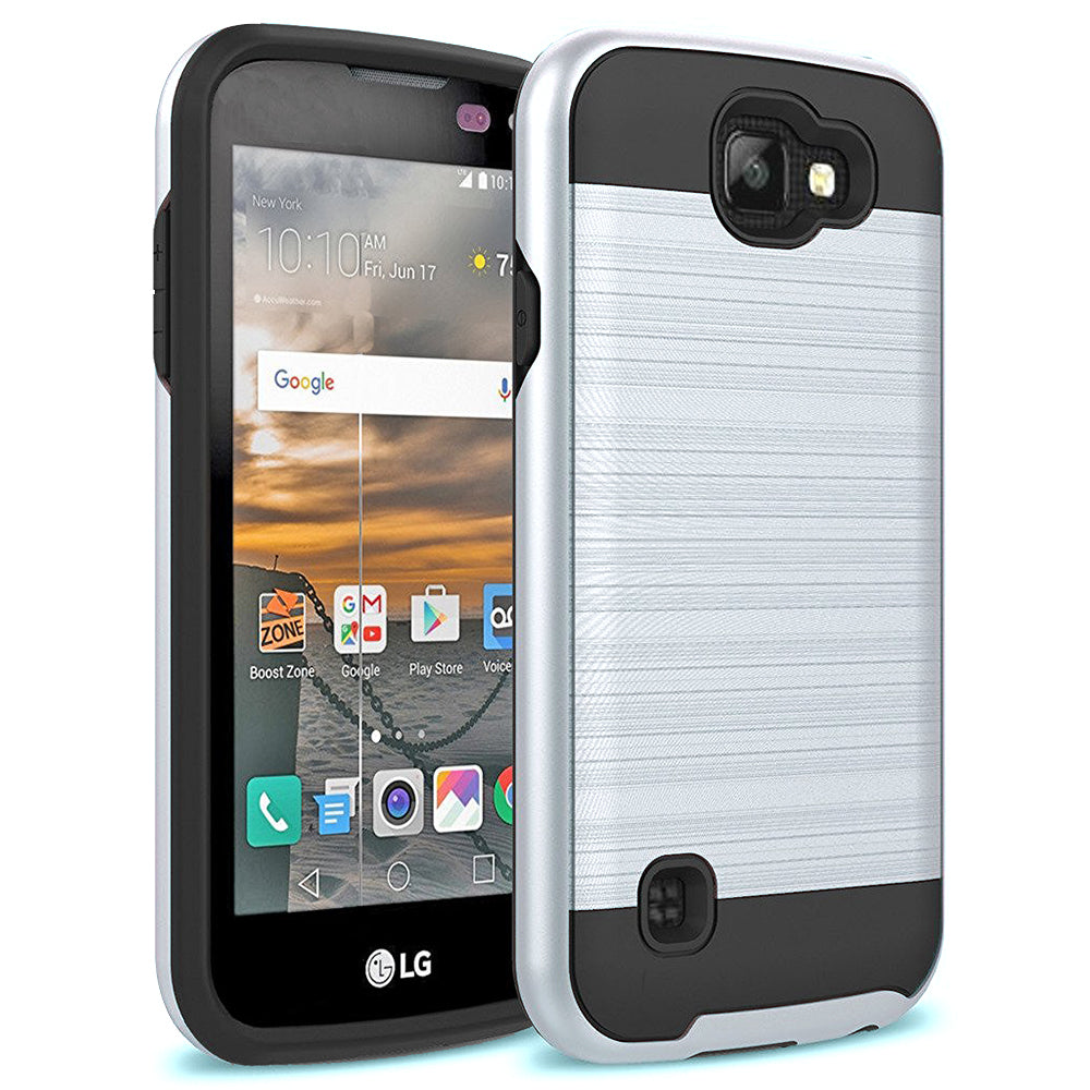 LG K3 / LS450 Hybrid Metal Brushed Shockproof Tough Case Cover Image 6