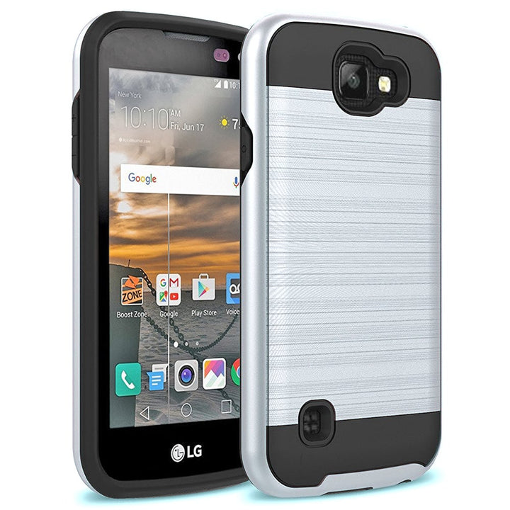 LG K3 / LS450 Hybrid Metal Brushed Shockproof Tough Case Cover Image 1