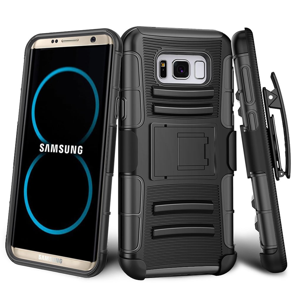 Samsung Galaxy S8 Plus Dual Layer Armor Holster Case with Kickstand and Clip Image 1