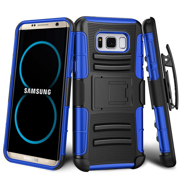 Samsung Galaxy S8 Plus Dual Layer Armor Holster Case with Kickstand and Clip Image 2