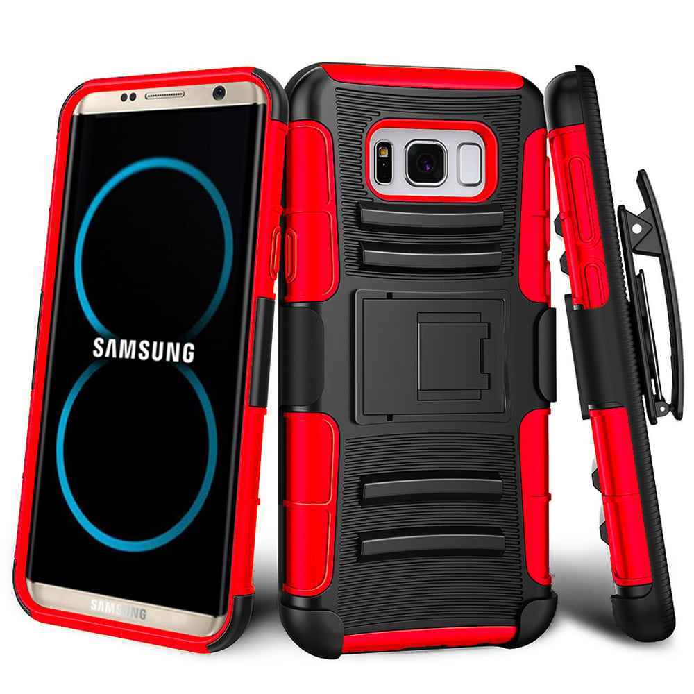 Samsung Galaxy S8 Plus Dual Layer Armor Holster Case with Kickstand and Clip Image 3