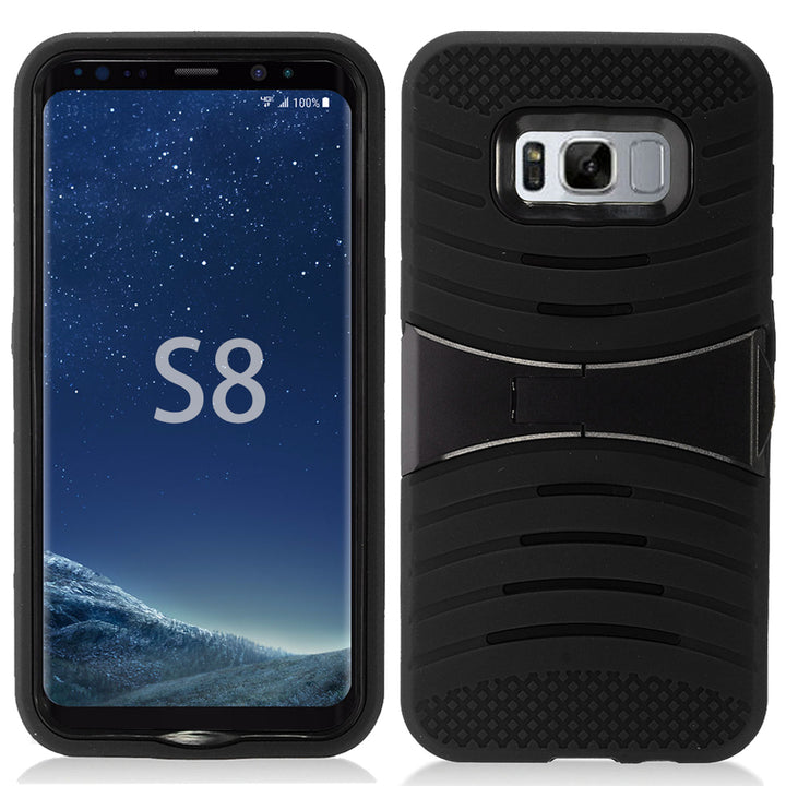 Samsung Galaxy S8 Hybrid Silicone Case Cover Stand Image 1