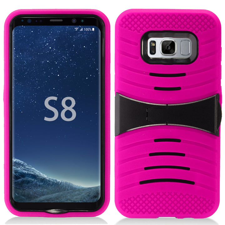 Samsung Galaxy S8 Hybrid Silicone Case Cover Stand Image 3