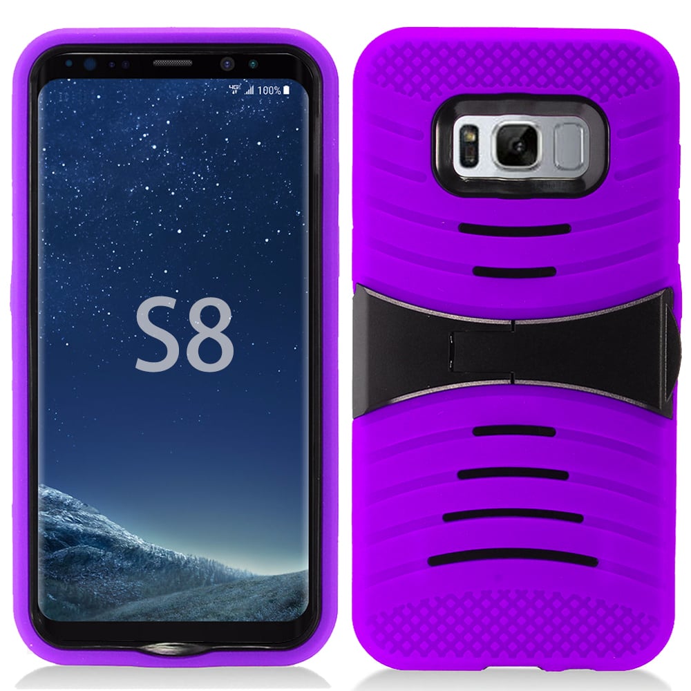 Samsung Galaxy S8 Hybrid Silicone Case Cover Stand Image 1