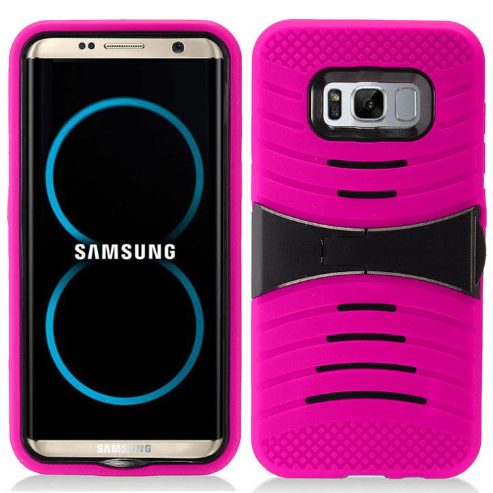 Samsung Galaxy S8 Plus Hybrid Silicone Case Cover Stand Image 3