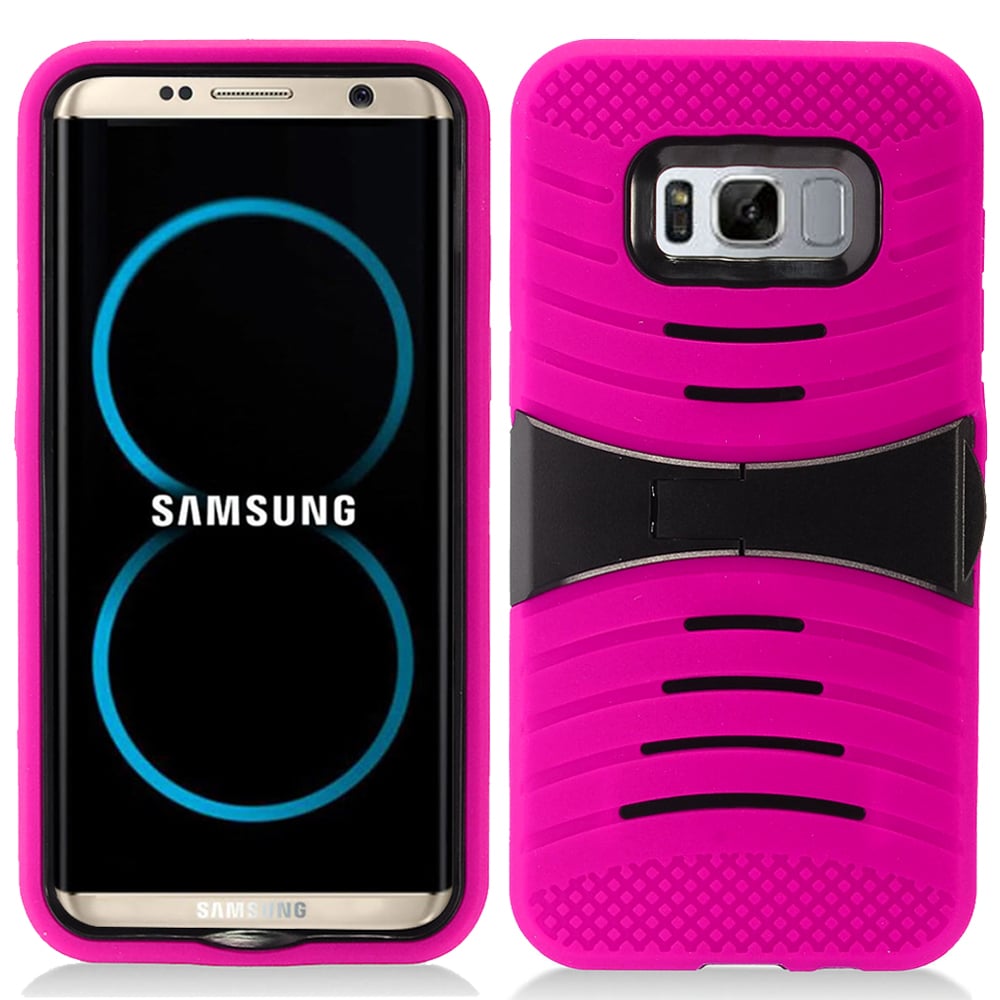 Samsung Galaxy S8 Plus Hybrid Silicone Case Cover Stand Image 1