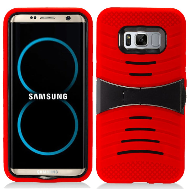 Samsung Galaxy S8 Plus Hybrid Silicone Case Cover Stand Image 1