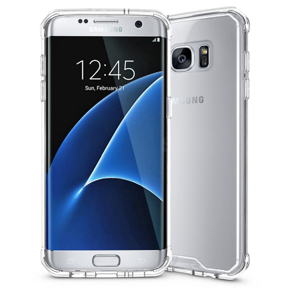 Samsung Galaxy S7 Edge Full Body Hybrid Transparent TPU PC Bumper Case Cover Image 1