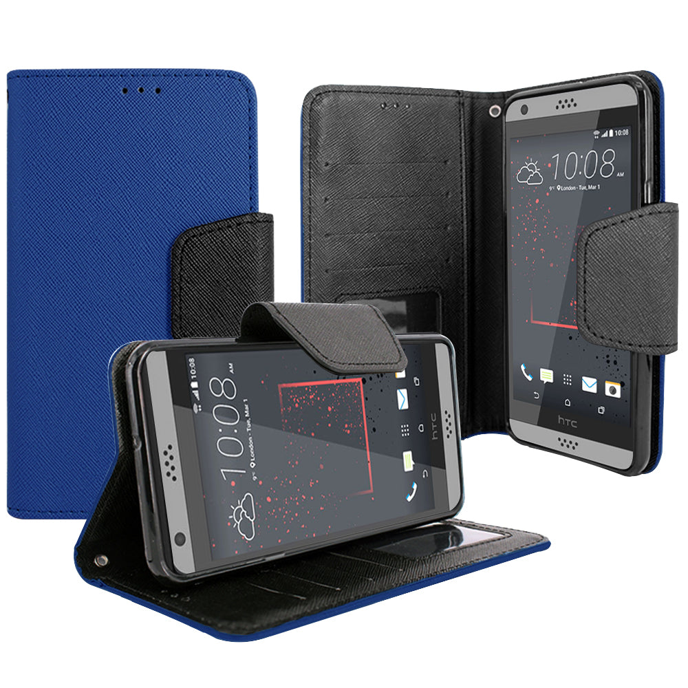 HTC Desire 530 / Desire 630 Magnetic flap Streak Leather Wallet Pouch Case Cover Image 2