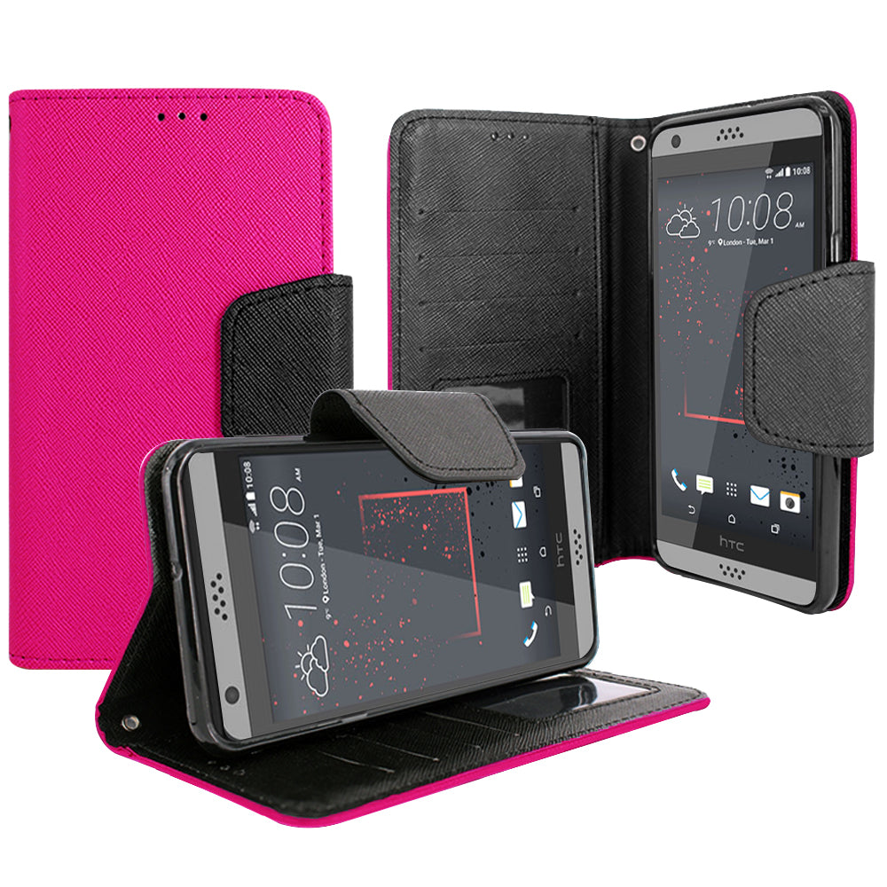 HTC Desire 530 / Desire 630 Magnetic flap Streak Leather Wallet Pouch Case Cover Image 3
