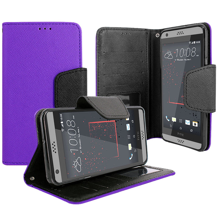 HTC Desire 530 / Desire 630 Magnetic flap Streak Leather Wallet Pouch Case Cover Image 4
