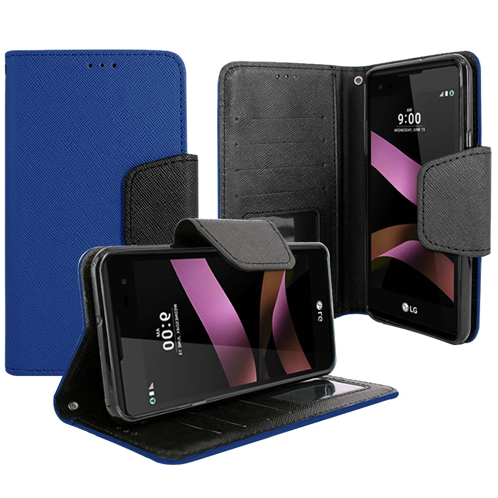 LG Tribute HD / X Style / Volt 3 / LS676 Magnetic flap Streak Leather Wallet Pouch Case Cover Image 2