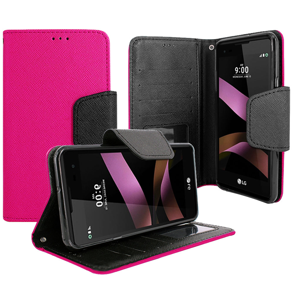 LG Tribute HD / X Style / Volt 3 / LS676 Magnetic flap Streak Leather Wallet Pouch Case Cover Image 3