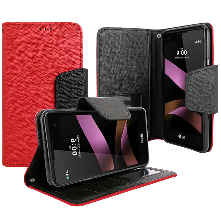 LG Tribute HD / X Style / Volt 3 / LS676 Magnetic flap Streak Leather Wallet Pouch Case Cover Image 4