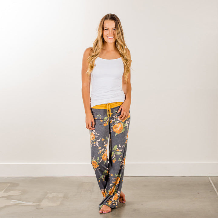 Floral Pattern Wide Leg Lounge Pants in 6 Styles Image 4