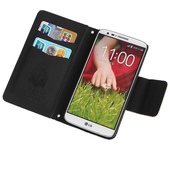 LG G2 / D802 Bow Luxury PU Leather Flip Case Wallet Cover Image 4