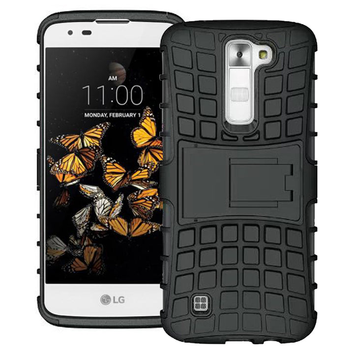 LG K8 / K350N TPU Slim Rugged Hybrid Stand Case Cover Image 1