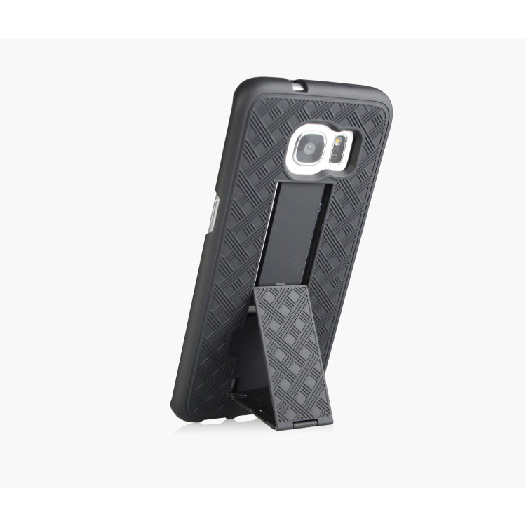 Samsung Galaxy S7 Edge Slim Hard Shell Shield Layer Holster Case with Kickstand - Black Image 4