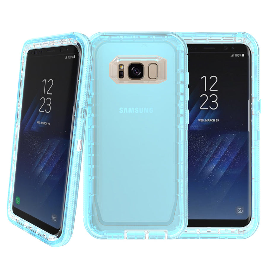 Samsung Galaxy S8 / G950 Transparent Defender Armor With Clip Hybrid Case Cover Image 1