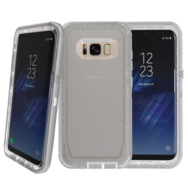 Samsung Galaxy S8 / G950 Transparent Defender Armor With Clip Hybrid Case Cover Image 3