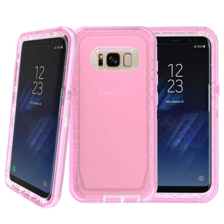 Samsung Galaxy S8 / G950 Transparent Defender Armor With Clip Hybrid Case Cover Image 4