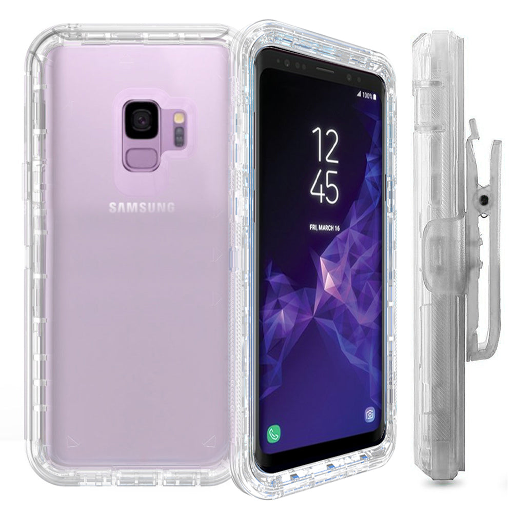 Samsung Galaxy S9 Transparent Defender Armor Hybrid Case with Clip 3-Layer Protection Image 2