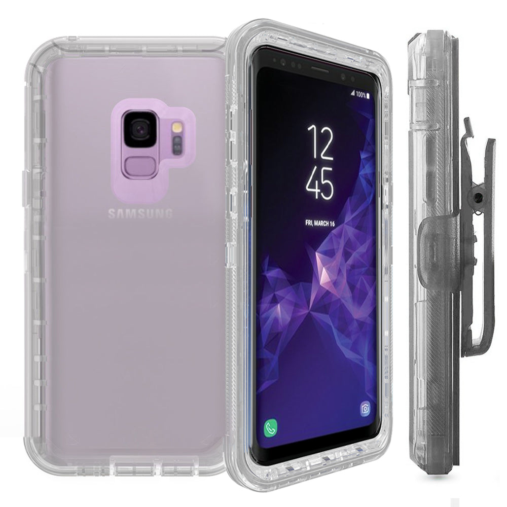 Samsung Galaxy S9 Plus Transparent Defender Armor With Clip Hybrid Case Cover Image 3