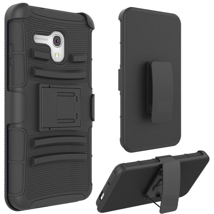 Alcatel One Touch Fierce XL Armor Belt Clip Holster Case - Black Image 4
