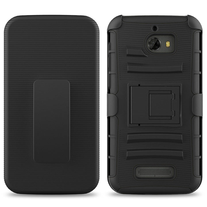 CoolPad Defiant / 3632 Armor Belt Clip Holster Case - Black Image 1