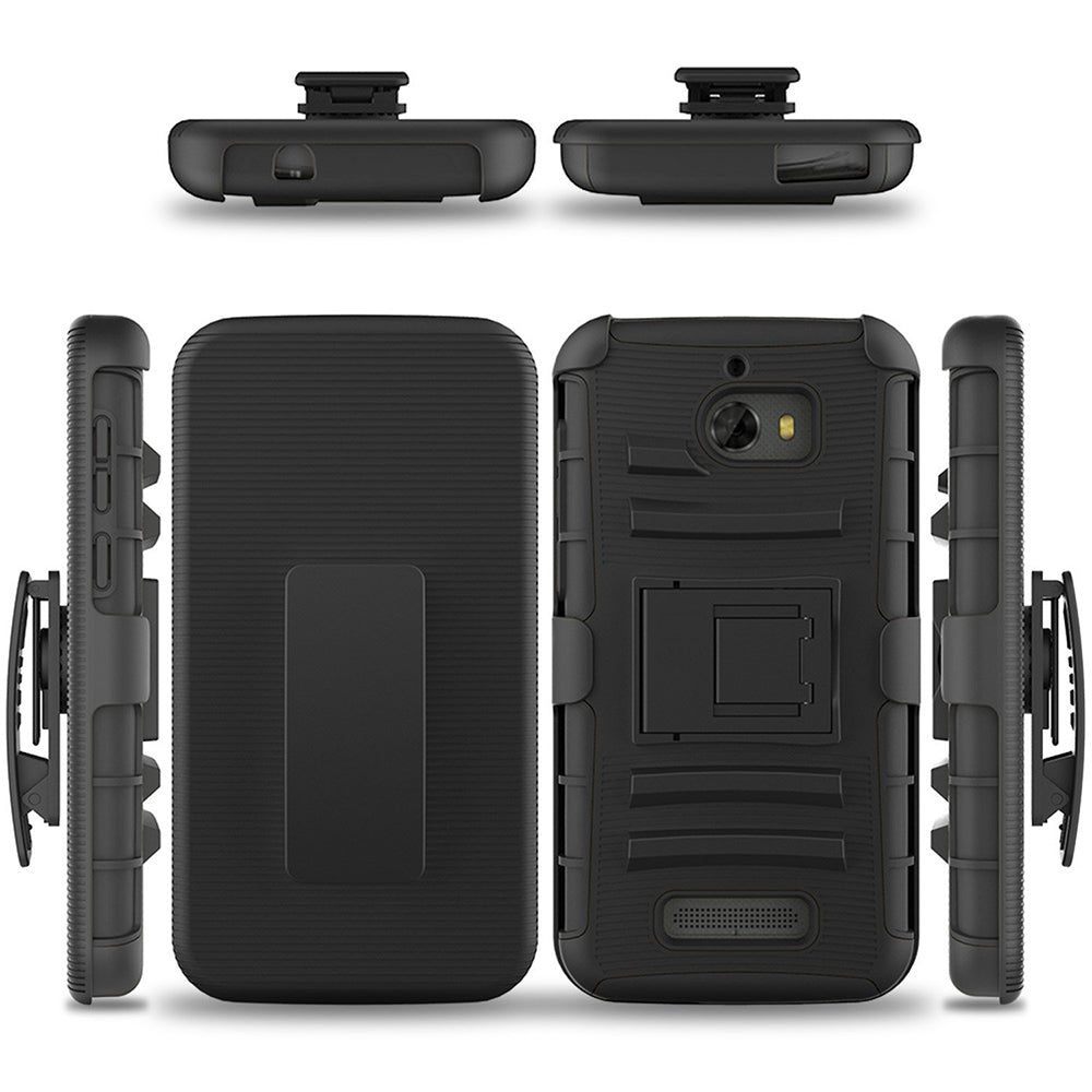 CoolPad Defiant / 3632 Armor Belt Clip Holster Case - Black Image 4