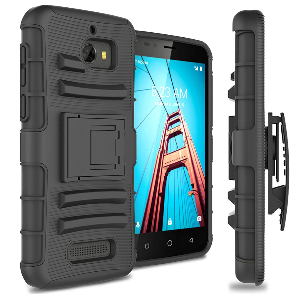 CoolPad Defiant / 3632 Armor Belt Clip Holster Case - Black Image 4