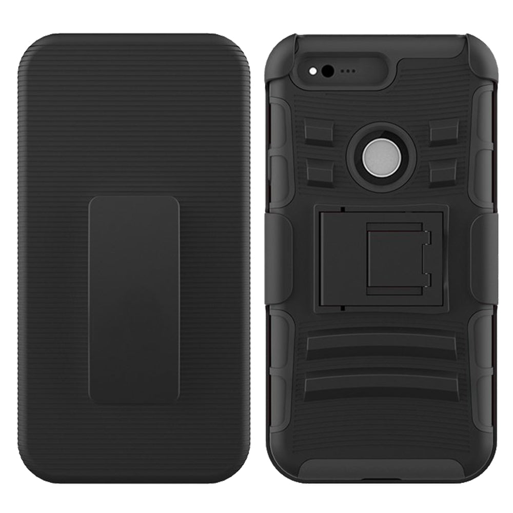 Google Pixel XL Armor Belt Clip Holster Case Cover - Black Image 2