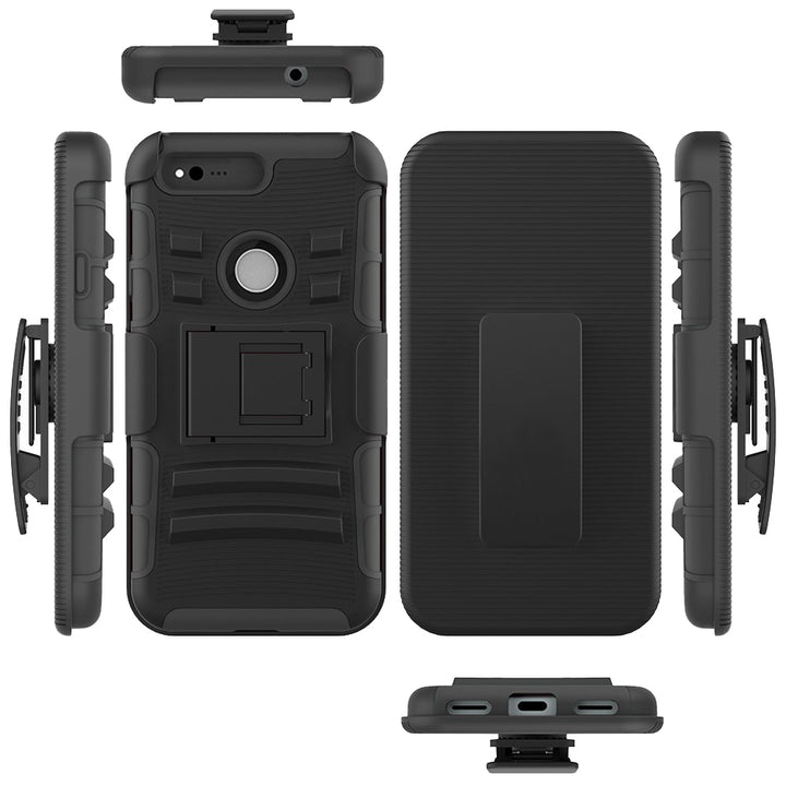 Google Pixel XL Armor Belt Clip Holster Case Cover - Black Image 3