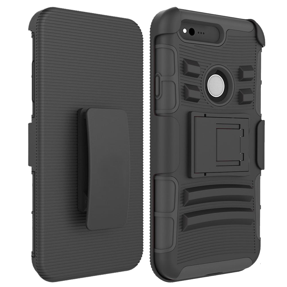 Google Pixel XL Armor Belt Clip Holster Case Cover - Black Image 4