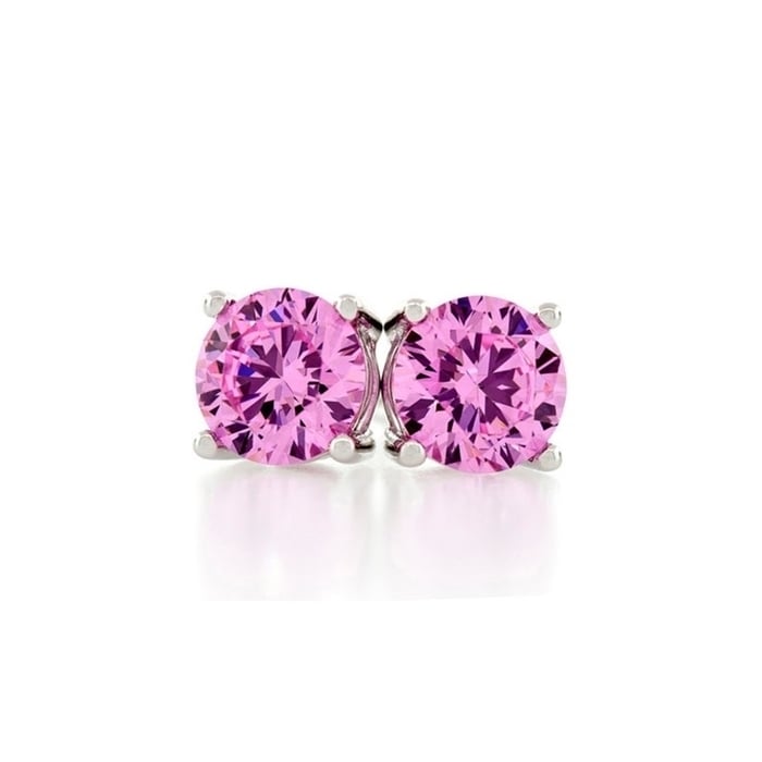 2.00 CTTW .925 Sterling Silver pink Stud Earrings Image 1