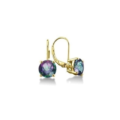 0.75 Carat CZ Mystic Topaz Leverback Earrings sterling Silver Gold Tone Image 1