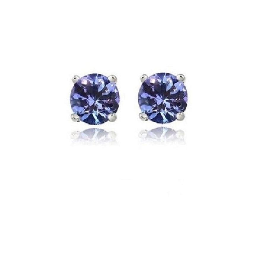 Sterling Silver Genuine Tanzanite Stud Earrings Image 1